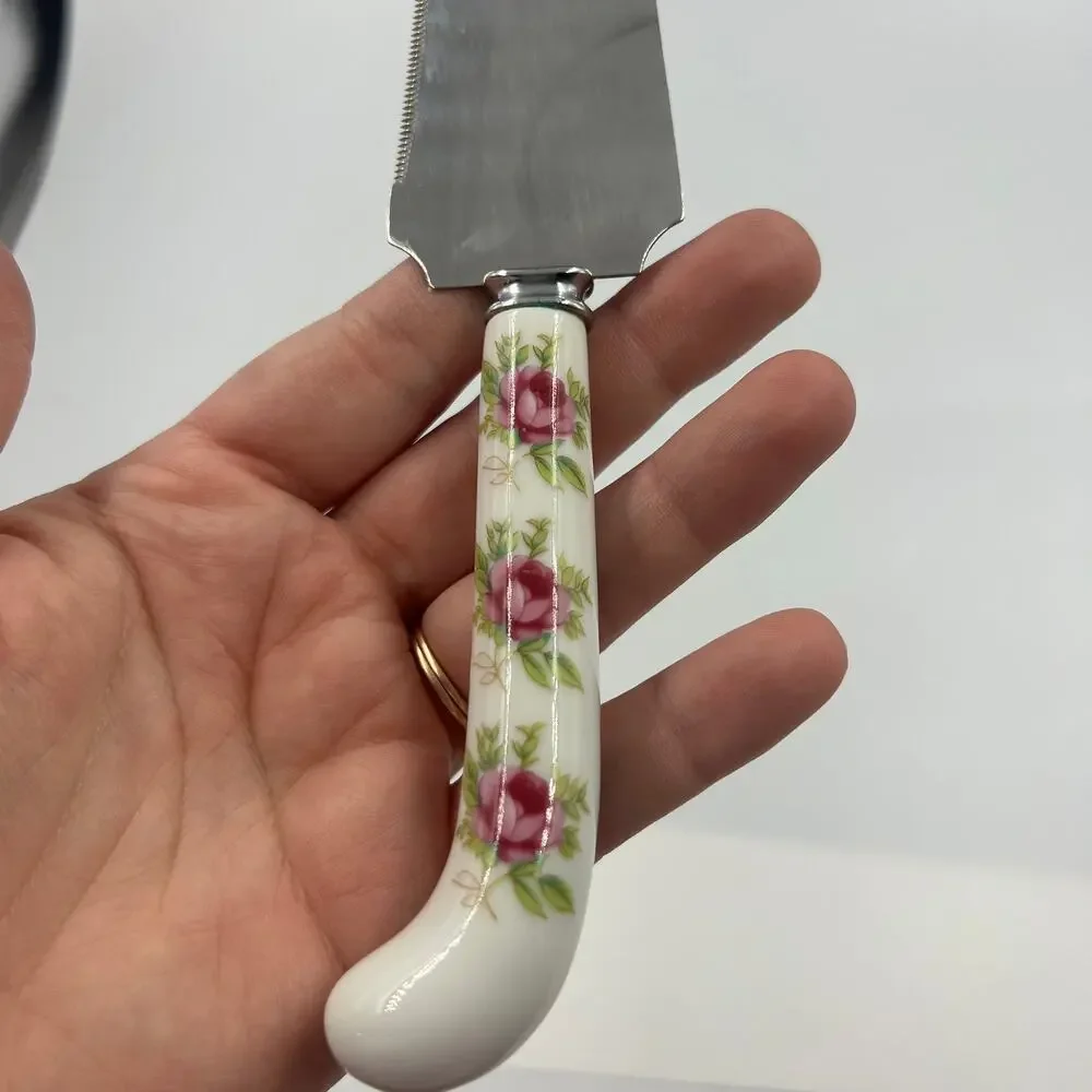 Vintage‎ Sheffield Prill Stainless Cake Serving Knife Rose England Decorative